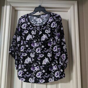 3/$23 Roz & Ali Dressy Top pullover Transparent sleeves Size L